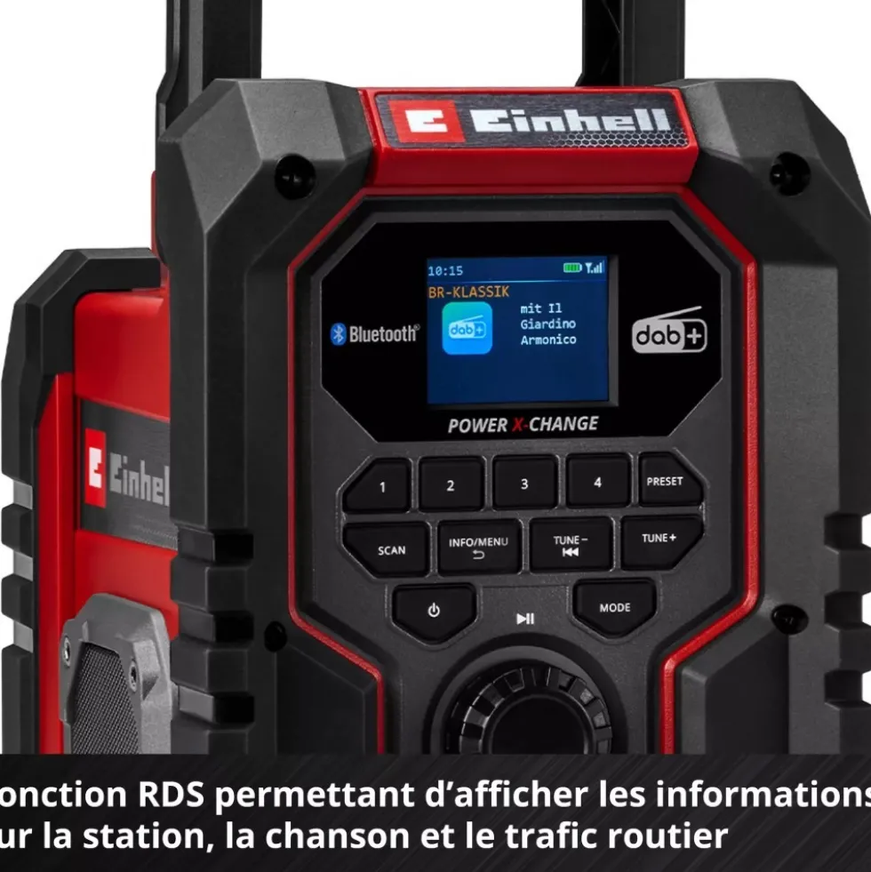 Radio de chantier TE-CR 18 Li DAB+/FM/BT - Solo - Power X-Change EINHELL