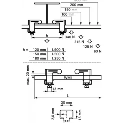 Rail de supportage - Accroche tout - fixation sur IPN - Bis WM1 WALRAVEN