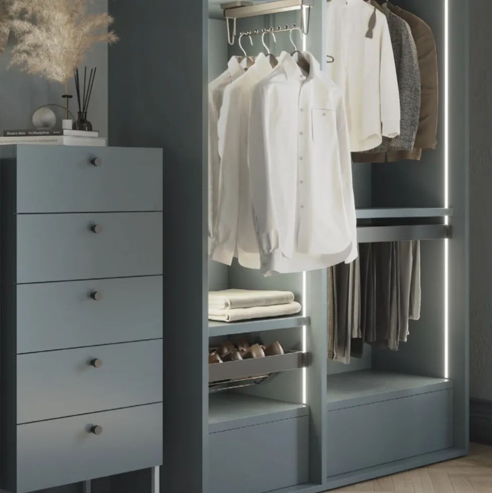 Range-chaussures en acier pour armoire et dressing Quartz - titane EMUCA
