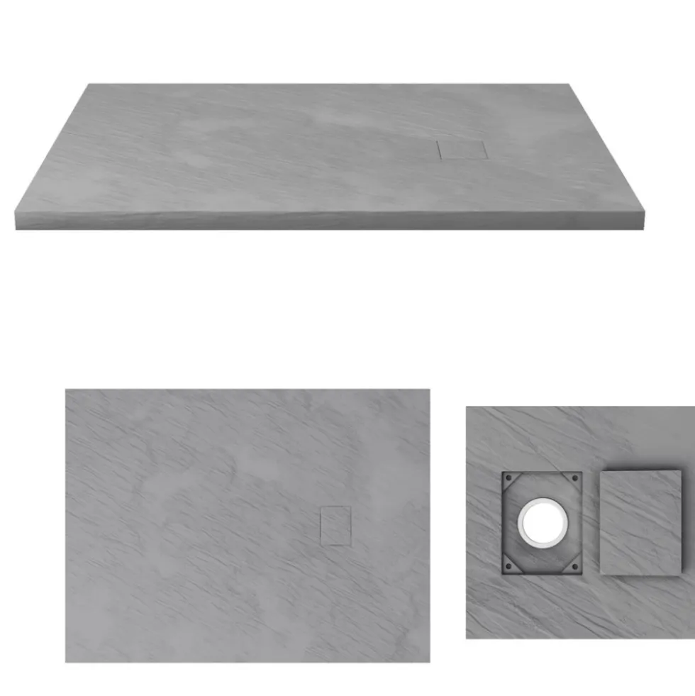 Receveur de douche effet pierre - ardoise gris - Stone 2 AURLANE