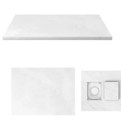 Receveur de douche effet pierre - ardoise blanc mat - Stone 2 AURLANE