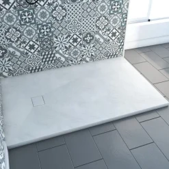 Receveur de douche effet pierre - ardoise blanc mat - Stone 2 AURLANE
