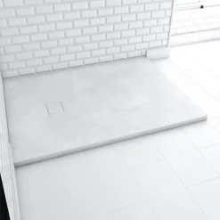 Receveur de douche effet pierre - ardoise blanc mat - Stone 2 AURLANE