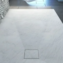Receveur de douche effet pierre - ardoise blanc mat - Stone 2 AURLANE