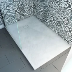 Receveur de douche effet pierre - ardoise blanc mat - Stone 2 AURLANE