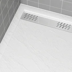 Receveur de douche effet pierre blanc - caniveau - Pedra AURLANE
