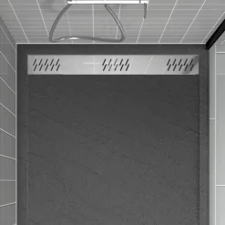 Receveur de douche effet pierre gris - caniveau - Pedra AURLANE