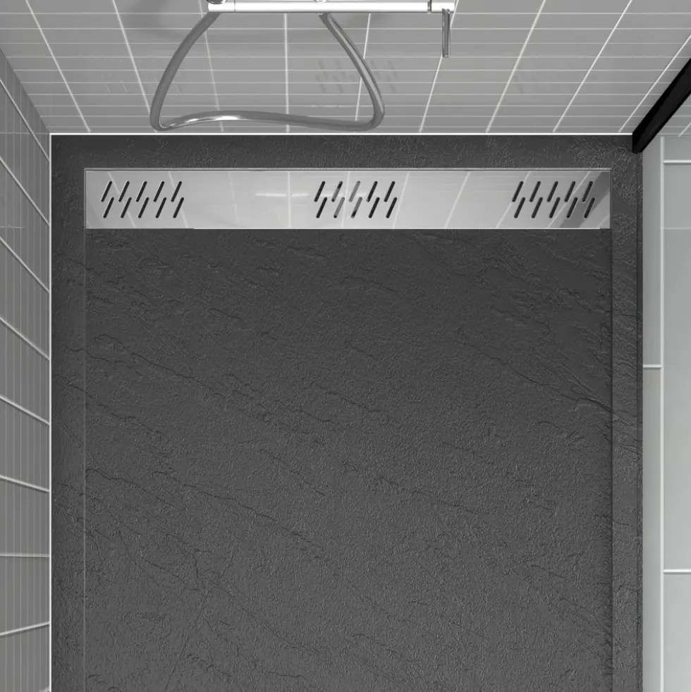 Receveur de douche effet pierre gris - caniveau - Pedra AURLANE