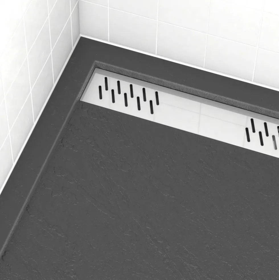 Receveur de douche effet pierre gris - caniveau - Pedra AURLANE