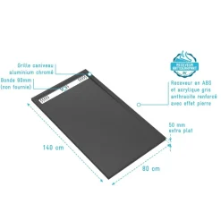 Receveur de douche effet pierre gris - caniveau - Pedra AURLANE