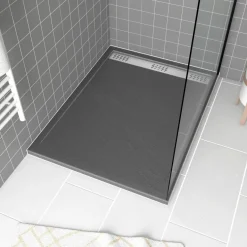Receveur de douche effet pierre gris - caniveau - Pedra AURLANE
