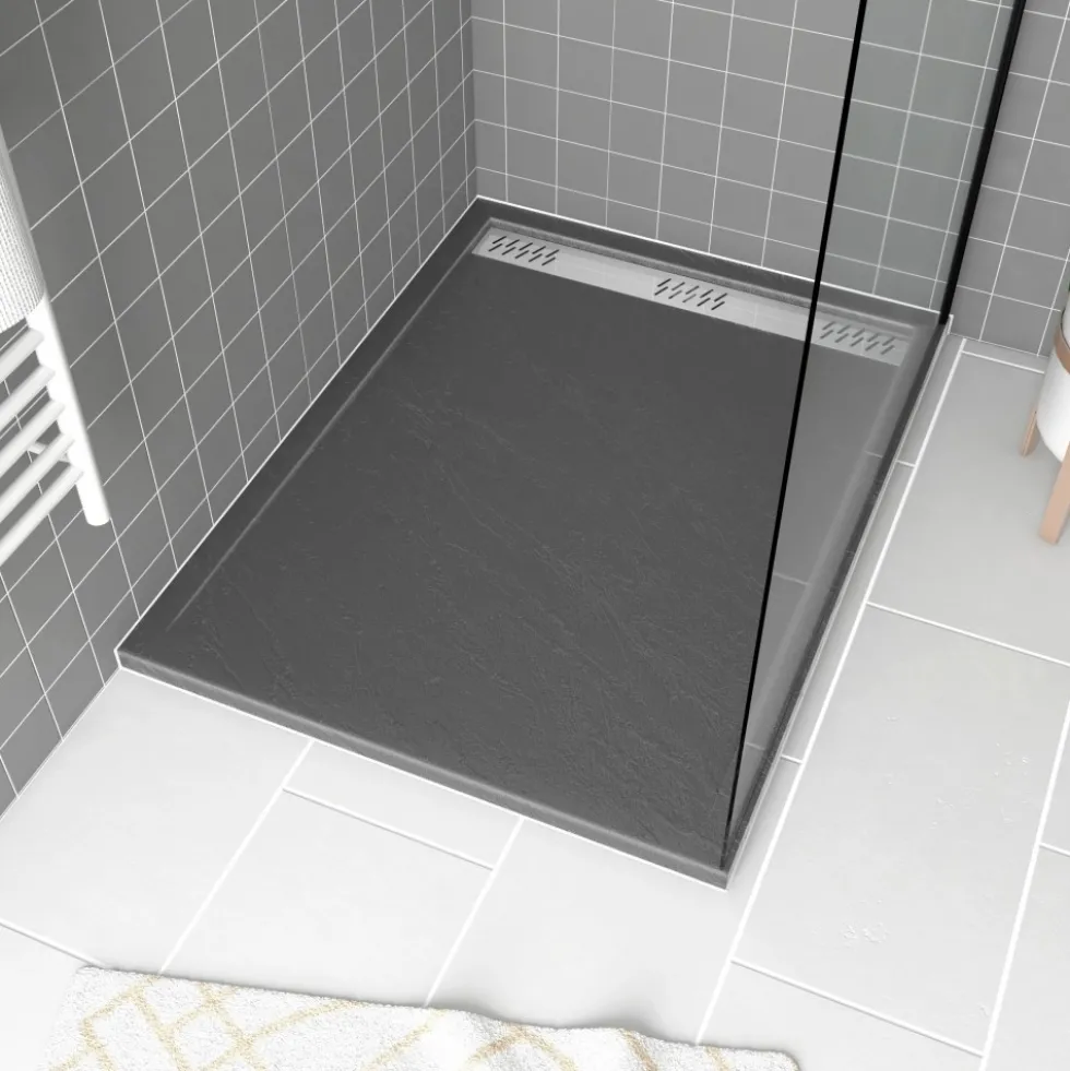 Receveur de douche effet pierre gris - caniveau - Pedra AURLANE