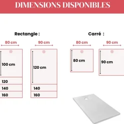 Receveur de douche extraplat antidérapant 160x80cm - texturé pierre blanc mat - Ipso JACOB DELAFON