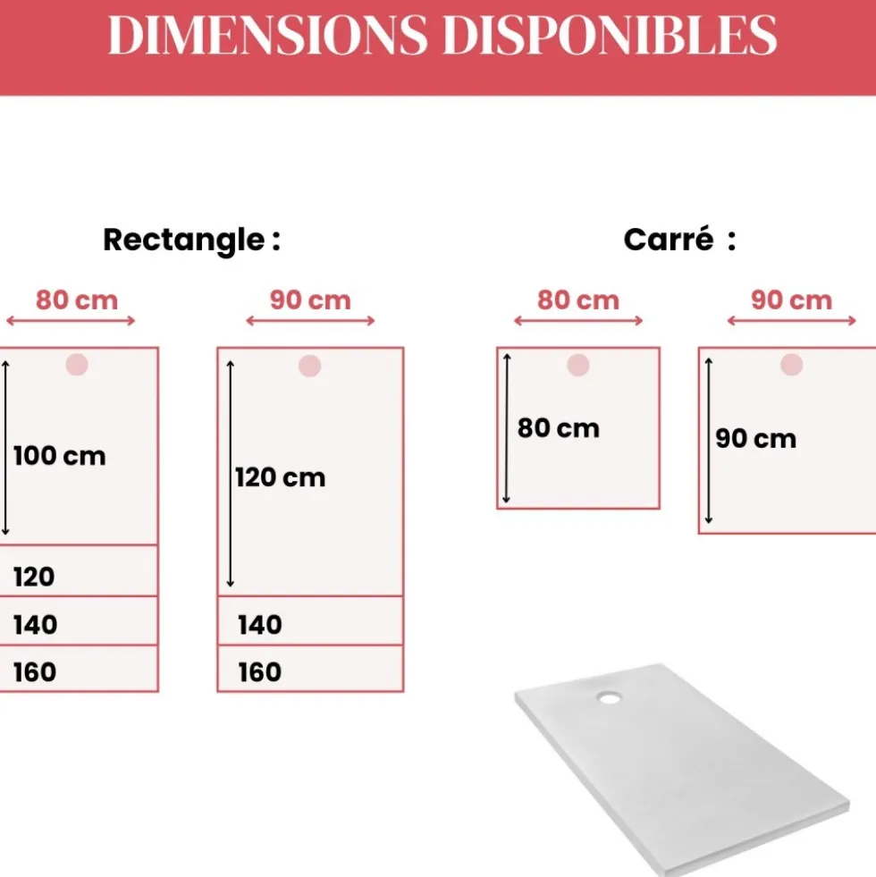 Receveur de douche extraplat antidérapant 160x80cm - texturé pierre blanc mat - Ipso JACOB DELAFON