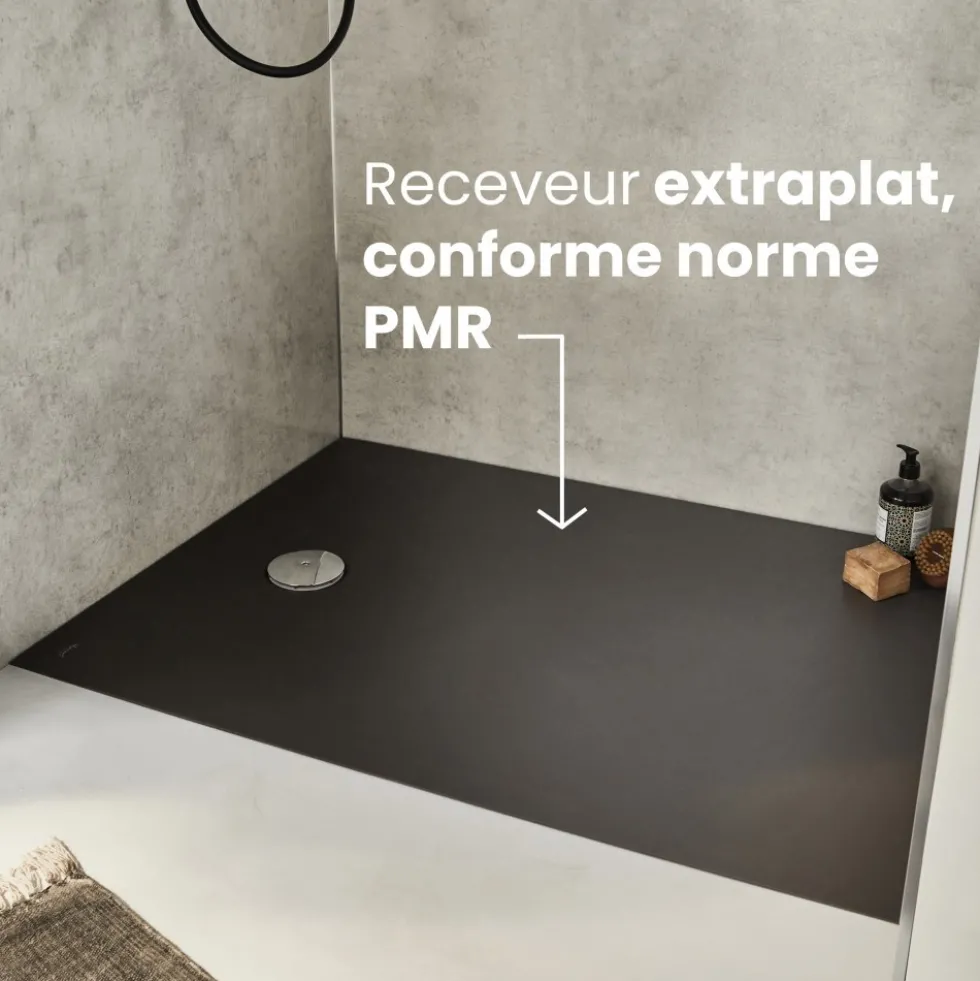 Receveur de douche extraplat antidérapant 160x80cm - texturé pierre blanc mat - Ipso JACOB DELAFON