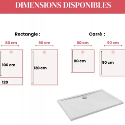 Receveur de douche extra-plat 120x80cm en céramique - blanc - Camille JACOB DELAFON