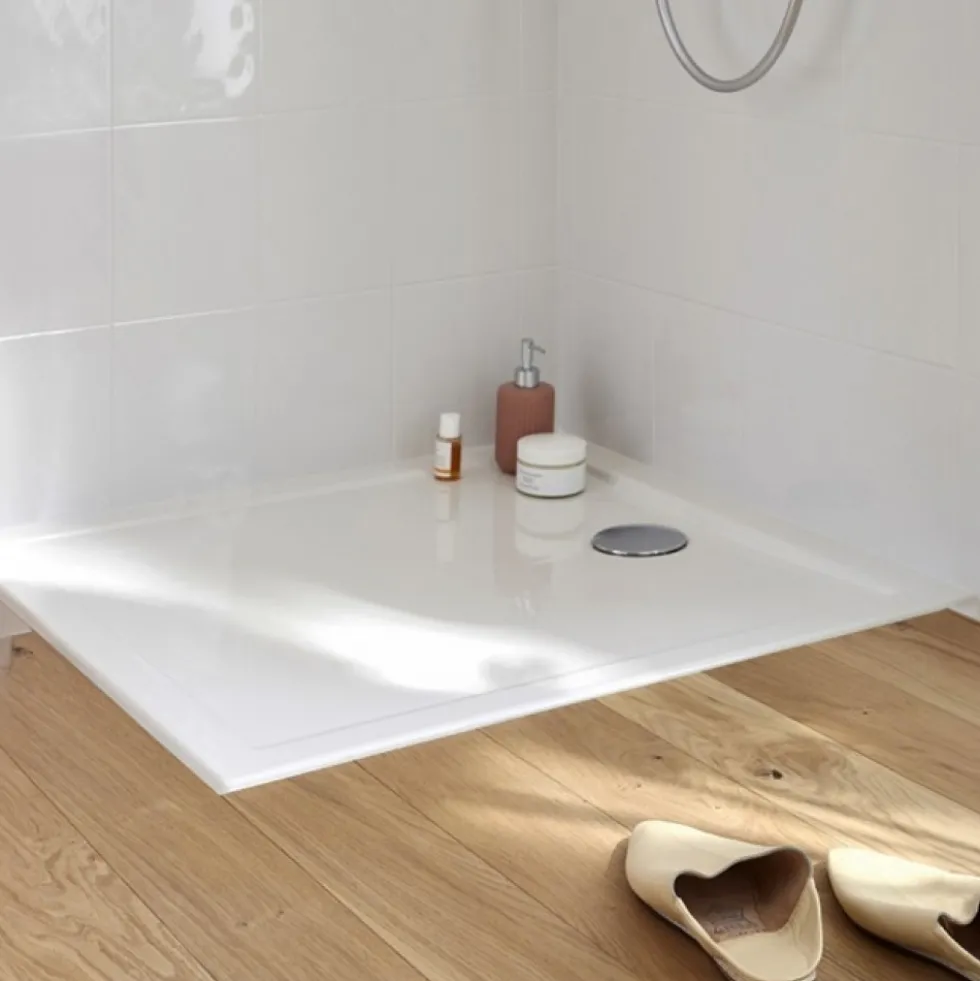 Receveur de douche extra-plat 80x80cm en céramique - blanc - Camille JACOB DELAFON