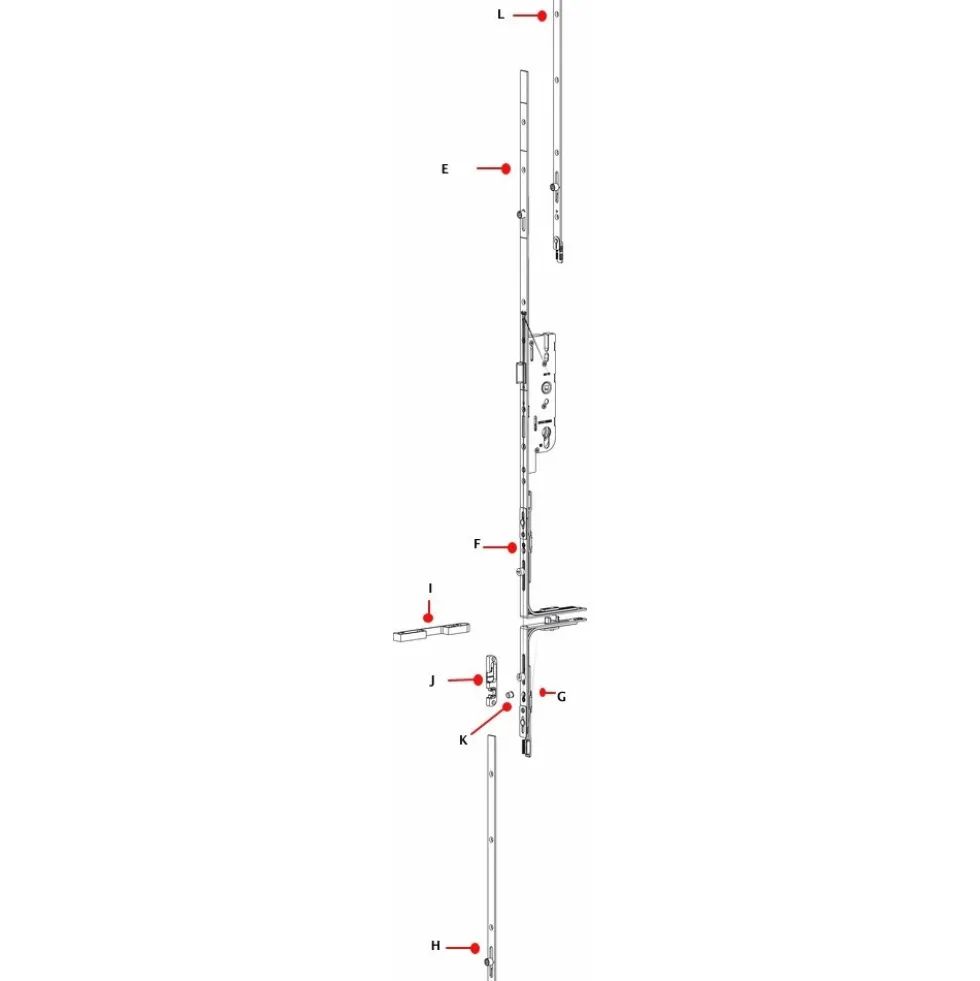 Renvoi d'angle " Guide Décalé" - serrure porte fermière - GU-Europa FERCO