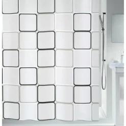 Rideau de douche - 180 x 200 cm - Noir et Blanc - Peva - Frame SPIRELLA