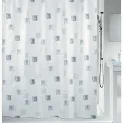 Rideau de douche - 240 x 180 cm - Polyester - blanc et Argent - Milano SPIRELLA