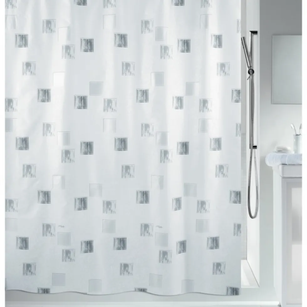 Rideau de douche - 240 x 180 cm - Polyester - blanc et Argent - Milano SPIRELLA