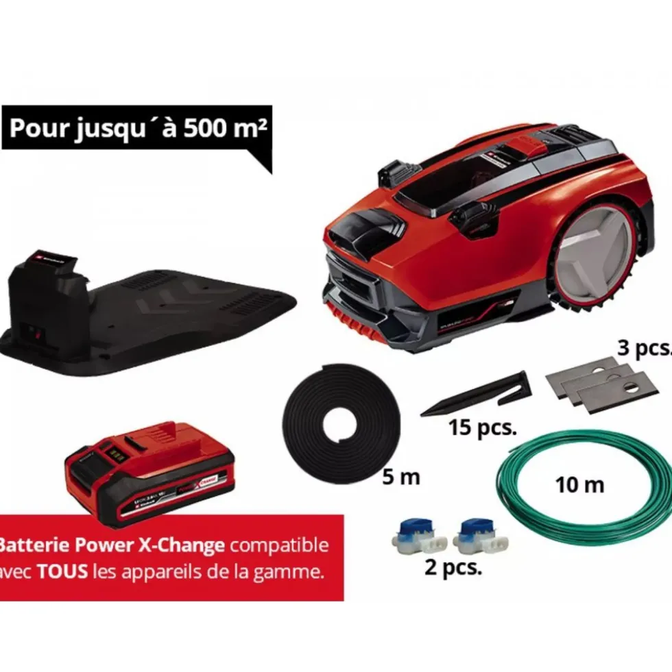 Robot tondeuse FREELEXO CAM 500 + kit d'accessoires - Power X-Change EINHELL