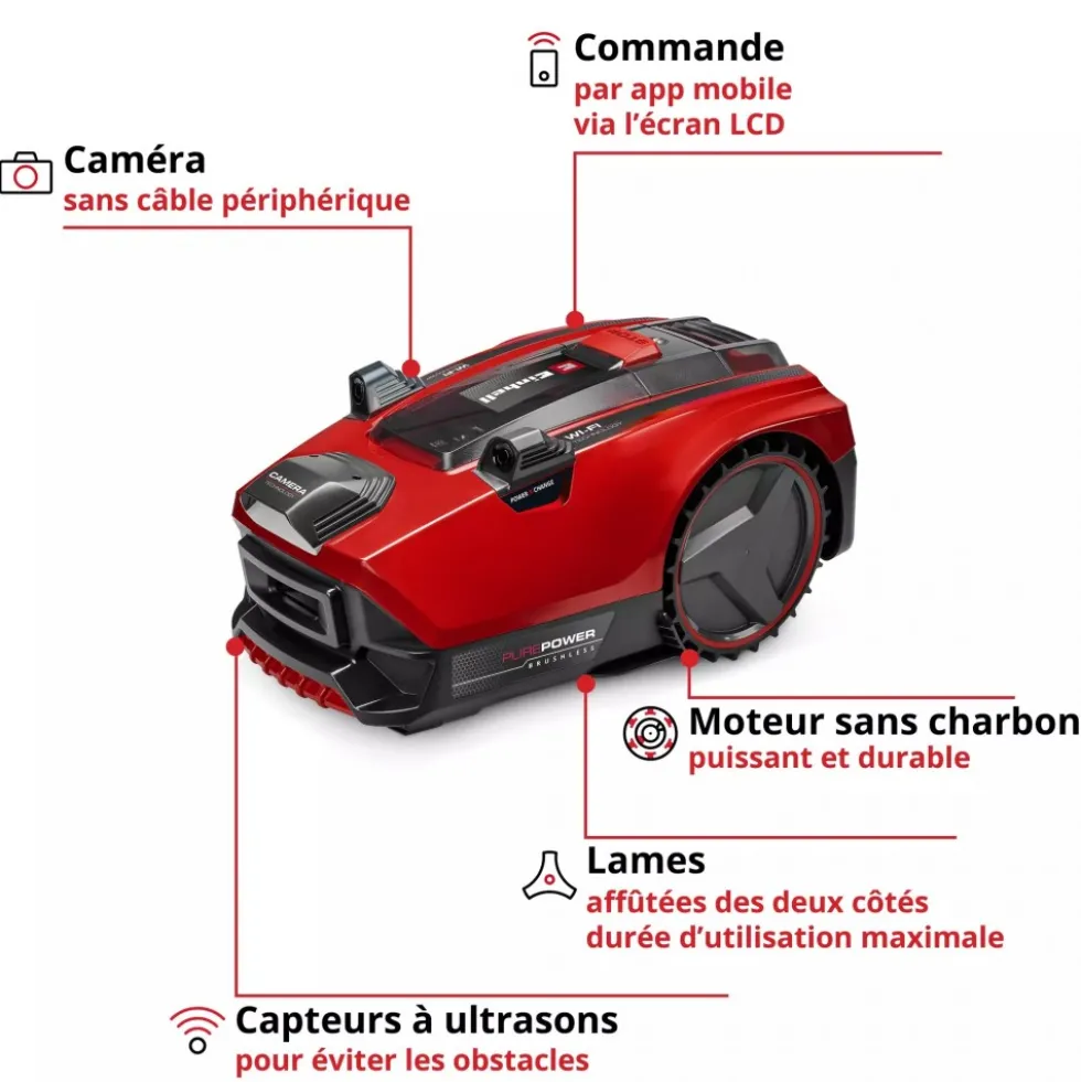 Robot tondeuse FREELEXO CAM PLUS 600 + kit d'accessoires - Power X-Change EINHELL