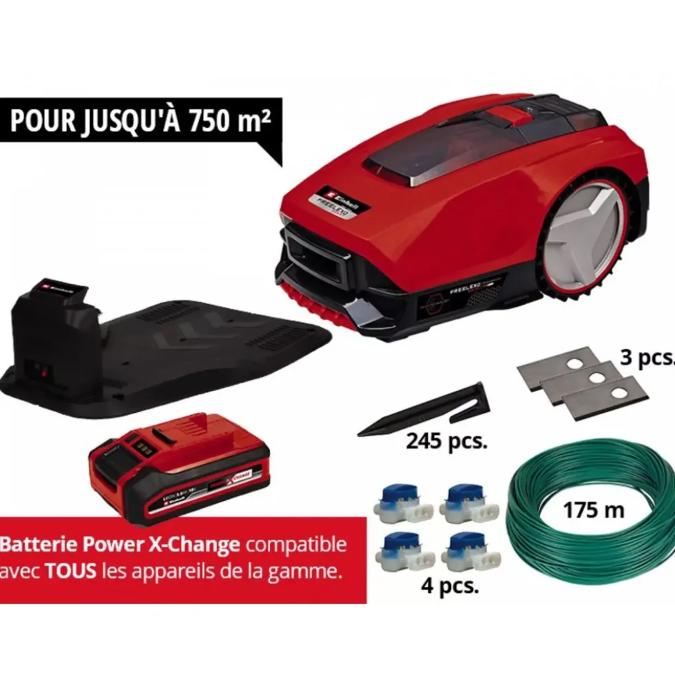 Robot tondeuse FREELEXO SMART 750 + kit d'accessoires - Power X-Change EINHELL PROFESSIONAL