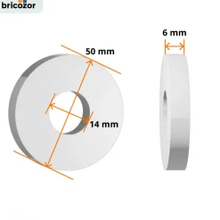 Rosace pour poignée - diamètre 50 mm - trou de 14 mm - alu chromé VACHETTE