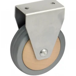 Roulette de meuble fixe - galet bois - charge 70 kg - gris AVL