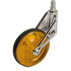 Roulette de meuble pivotante sur tige filetée - roue orange translucide AVL