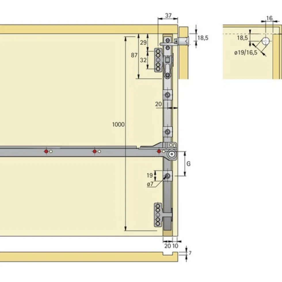 Serrure de meuble à levier avec rosette pour cylindre Z23 HETTICH