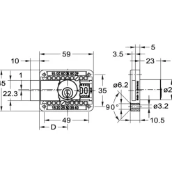 Serrure de meuble monopoint 2828 - avec distance de recul réglable JUNIE