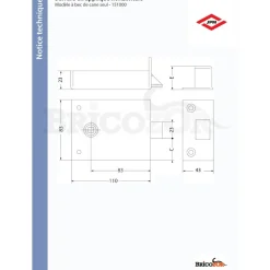 Serrure en applique horizontale - fonction bec-de-cane JPM