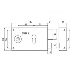 Serrure en applique horizontale - inox - cylindre européen - 719 DEVISMES