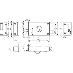 Serrure en applique horizontale - pour cylindre européen - à tirage FTH THIRARD