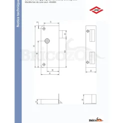 Serrure en applique verticale avec gâche - extra plate - bec-de-cane JPM