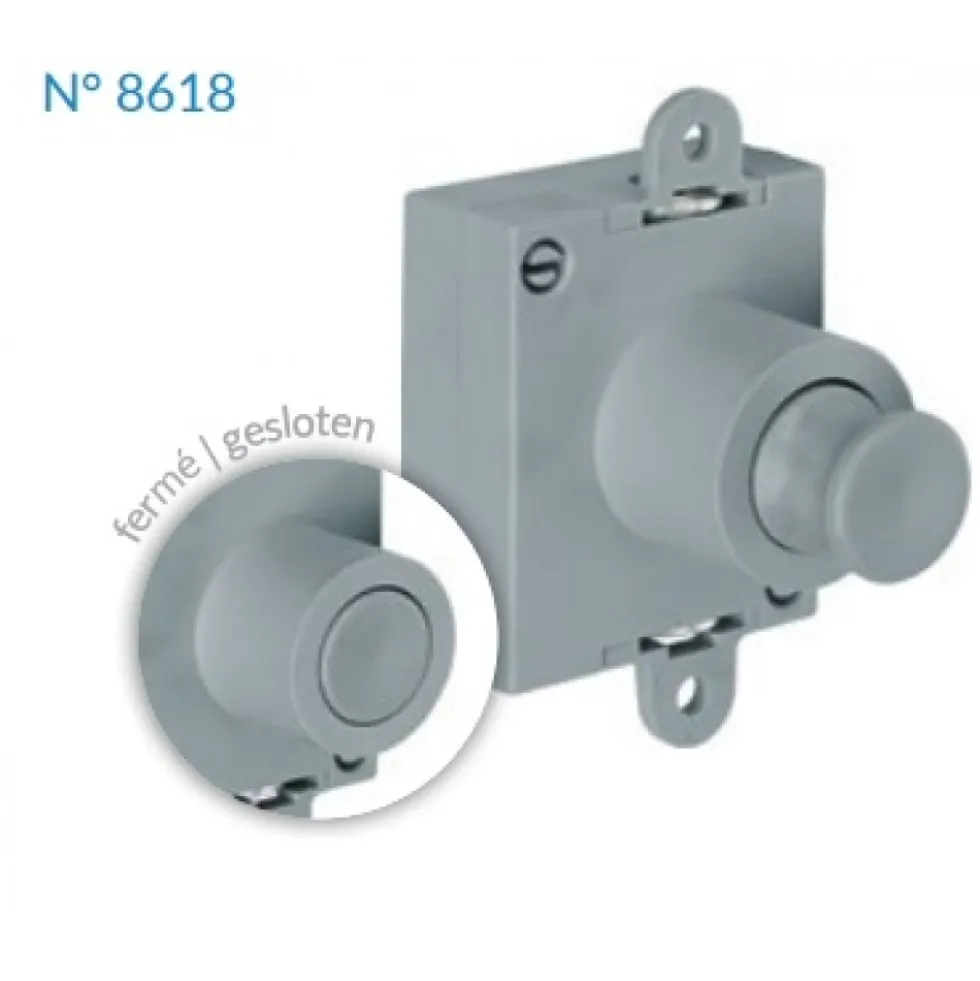 Serrure espagnolette 2 points Push Lock -axe 25 mm -réversible -gris JUNIE