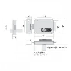 Serrure électrique en applique - réversible - pour portes cochères JPM