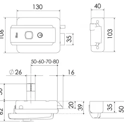 Serrure électrique en applique - réversible - polyvalente - 52N ISEO CITY