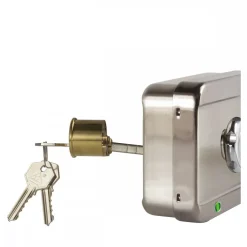 Serrure électrique en applique avec bouton moleté à émission Izyx