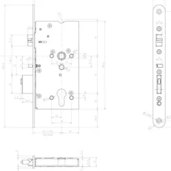 Serrure Médiator 1 point 609 PZ - entraxe 92 mm - carré de 8/9 mm EFF EFF