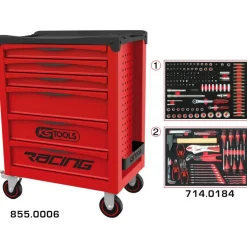 Servante d'atelier Racing - 6 tiroirs - 184 outils KS TOOLS