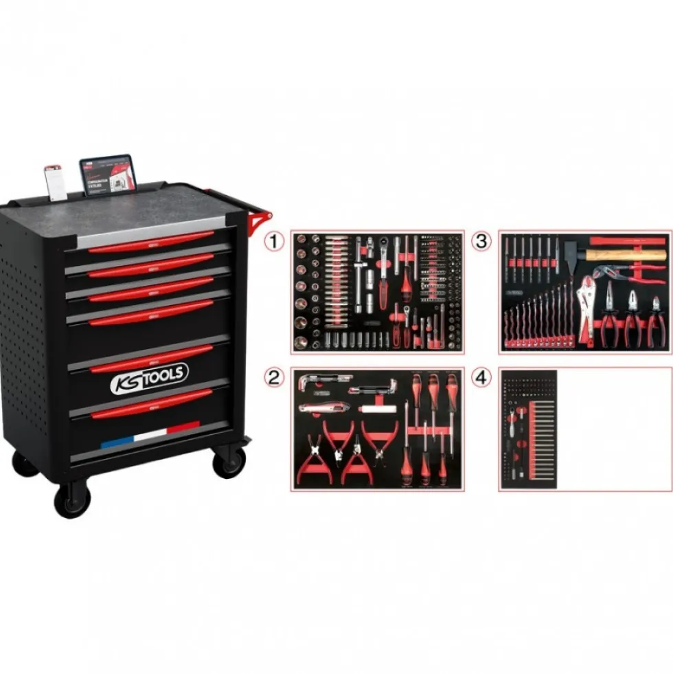 Servante d'atelier - 6 tiroirs - 364 outils KS TOOLS