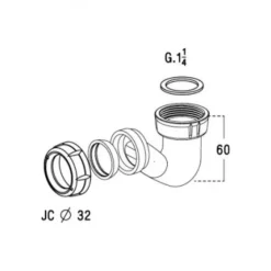 Siphon de bidet gain de place NICOLL