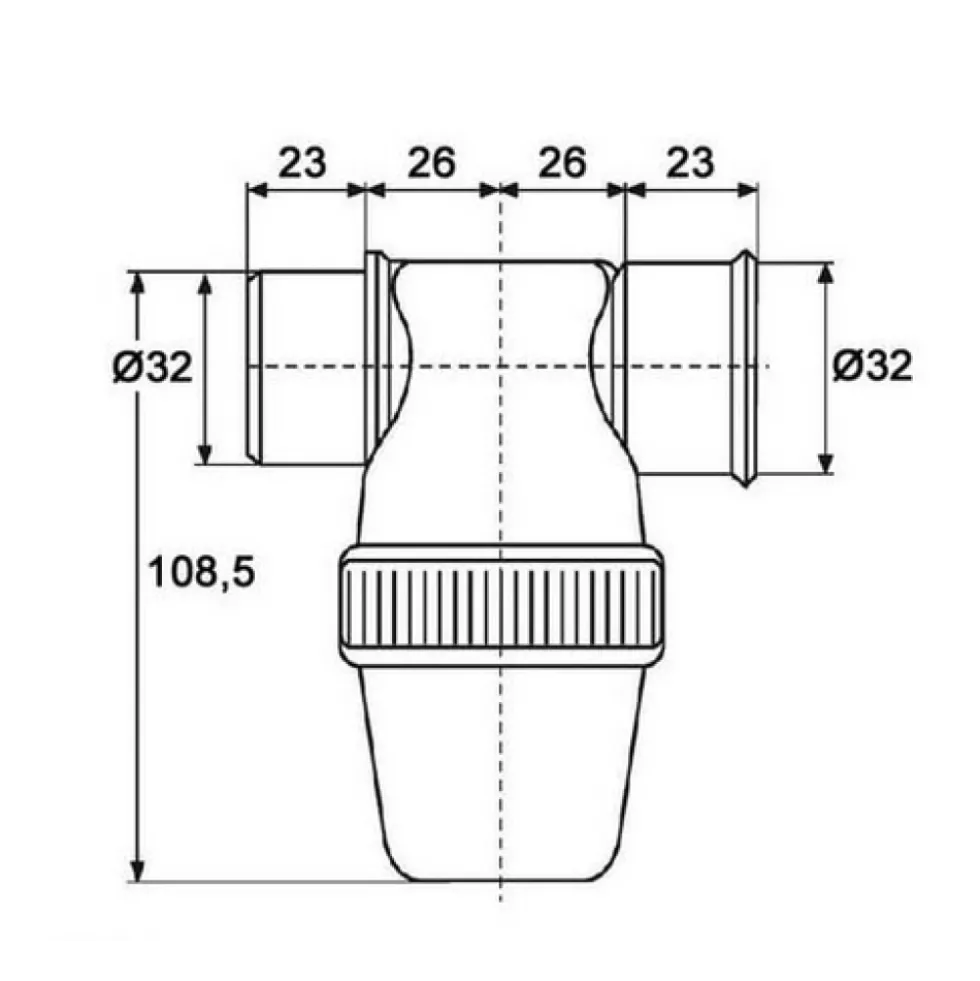 Siphon de parcours PVC horizontal à coller - diamètre 32 mm - YF1C NICOLL