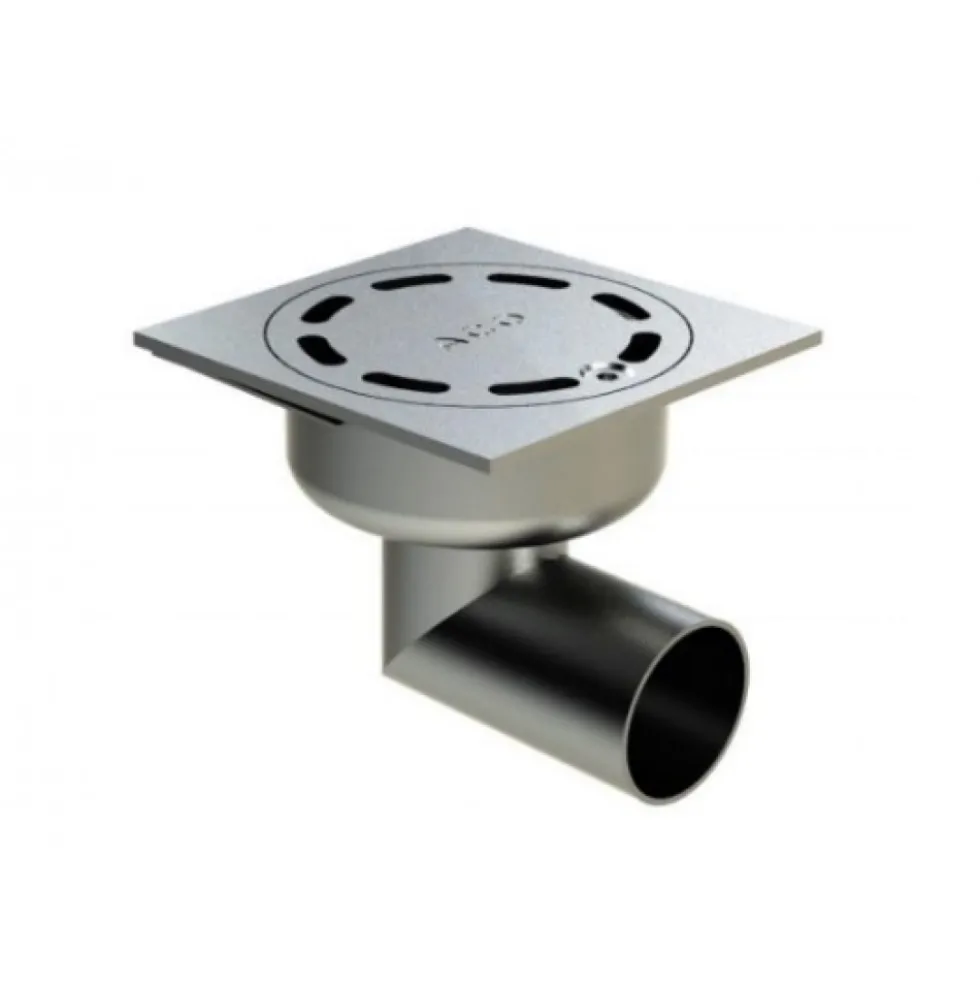 Siphon de sol inox 100x100 mm H35 mm à sortie horizontale - Netdrain Standard ACO