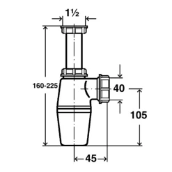 Siphon d'évier à grand culot réglable en hauteur - garde d'eau 50 mm VIEGA