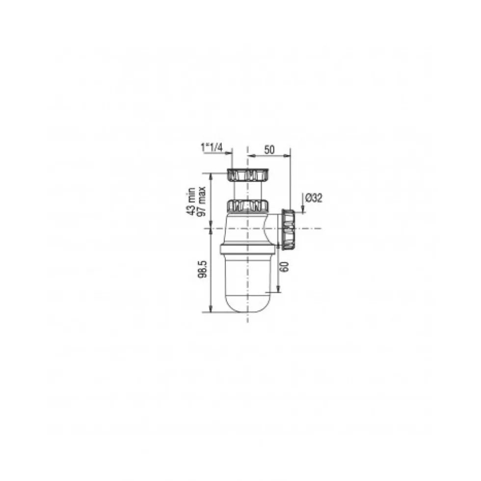 Siphon lavabo réglable Ø32 noir VALENTIN