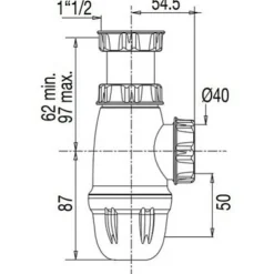 Siphon pour évier réglable - évacuation diamètre 40 mm - certifié NF VALENTIN